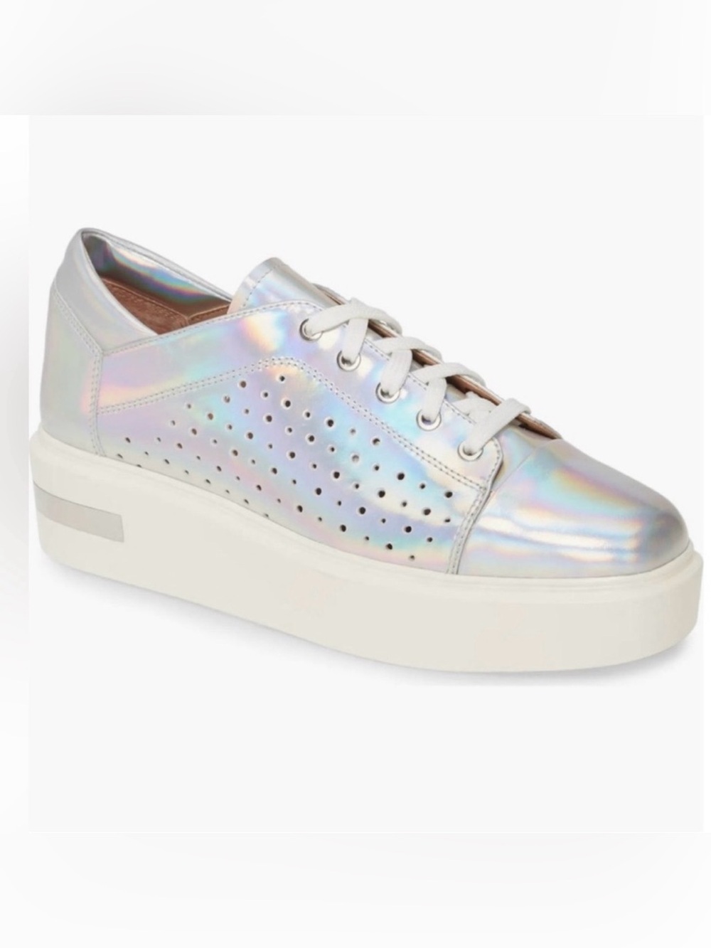LINEA PAOLO Kendra Platform Sneaker Iridescent /Holographic Silver